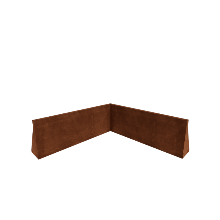 Muro de contenção em aço corten - Canto interno - 100 x 100 x 40 cm