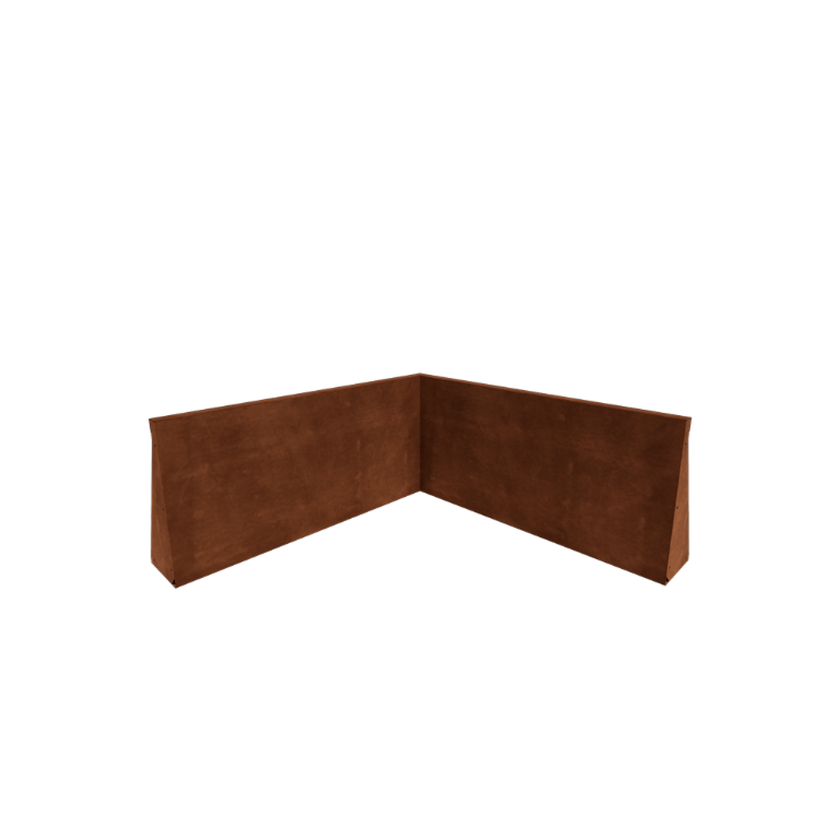 Muro de contenção em aço corten - Canto interno - 100 x 100 x 50 cm