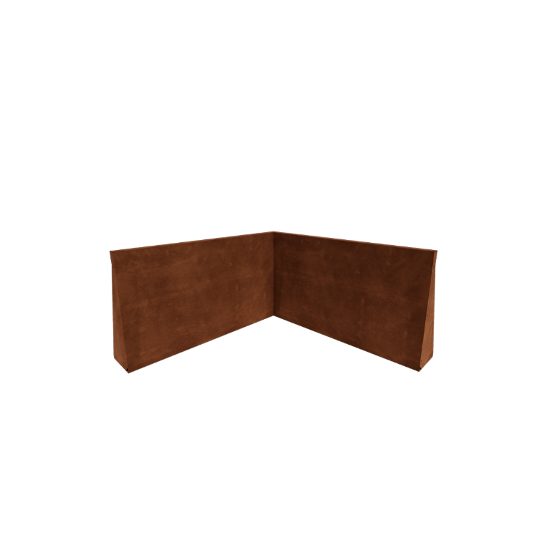 Muro de contenção em aço corten - Canto interno - 100 x 100 x 60 cm