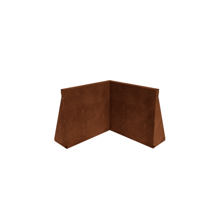 Muro de contenção em aço corten - Canto interno - 50 x 50 x 50 cm