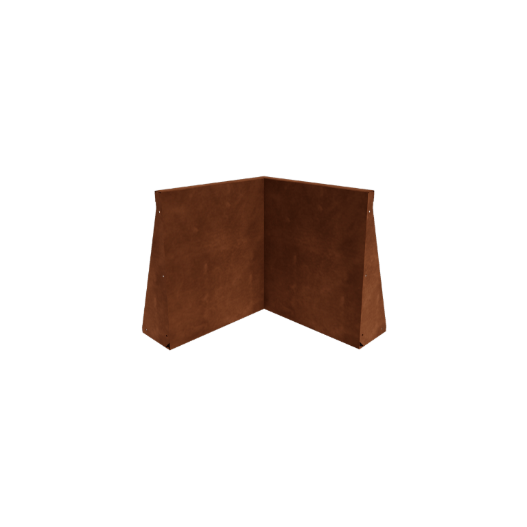 Muro de contenção em aço corten - Canto interno - 50 x 50 x 60 cm