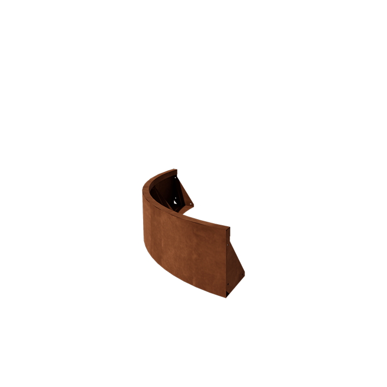 Muro de contenção em aço corten - Curva externa - 100 x 100 x 30 cm