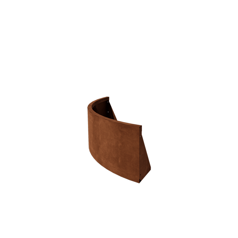 Muro de contenção em aço corten - Curva externa - 100 x 100 x 40 cm