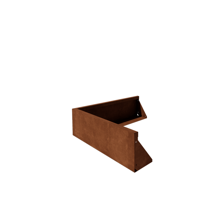 Muro de contenção em aço corten - Canto externo - 100 x 100 x 30 cm