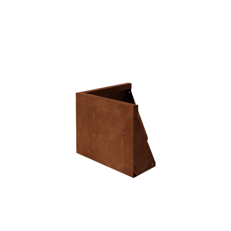 Muro de contenção em aço corten - Canto externo - 50 x 50 x 40 cm