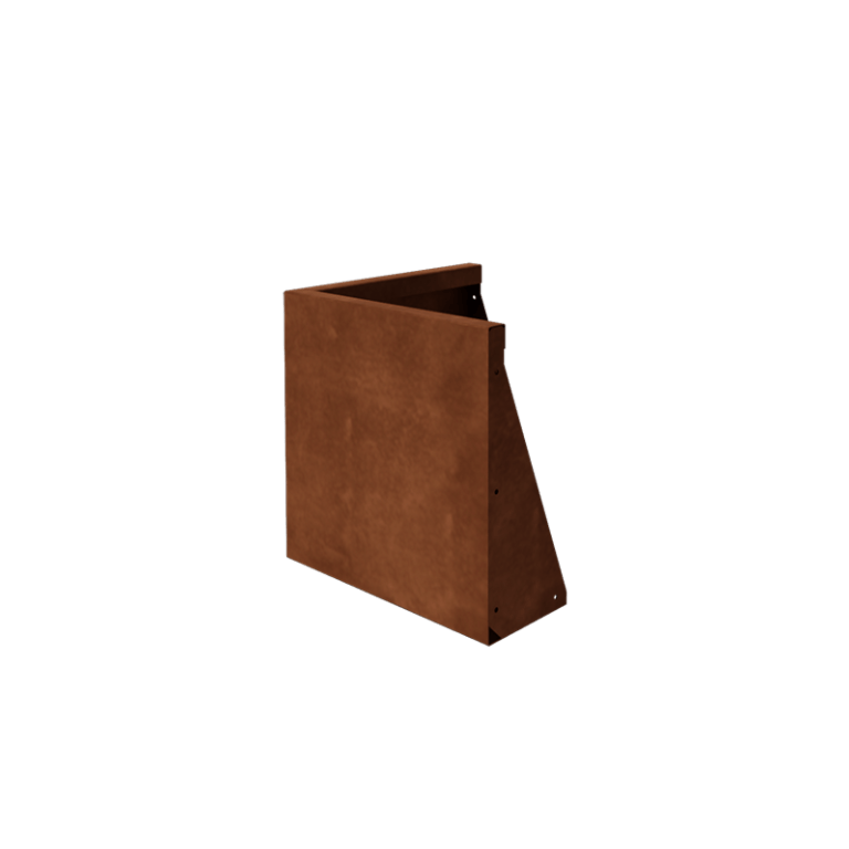 Muro de contenção em aço corten - Canto externo - 50 x 50 x 50 cm