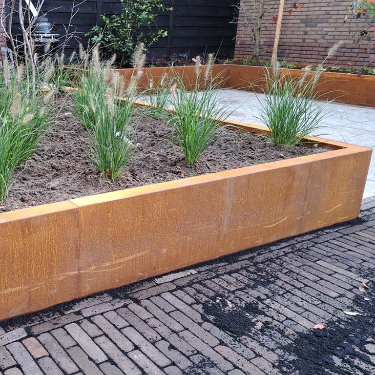 Muro de contenção reto de aço corten 150 cm (altura 40 cm)