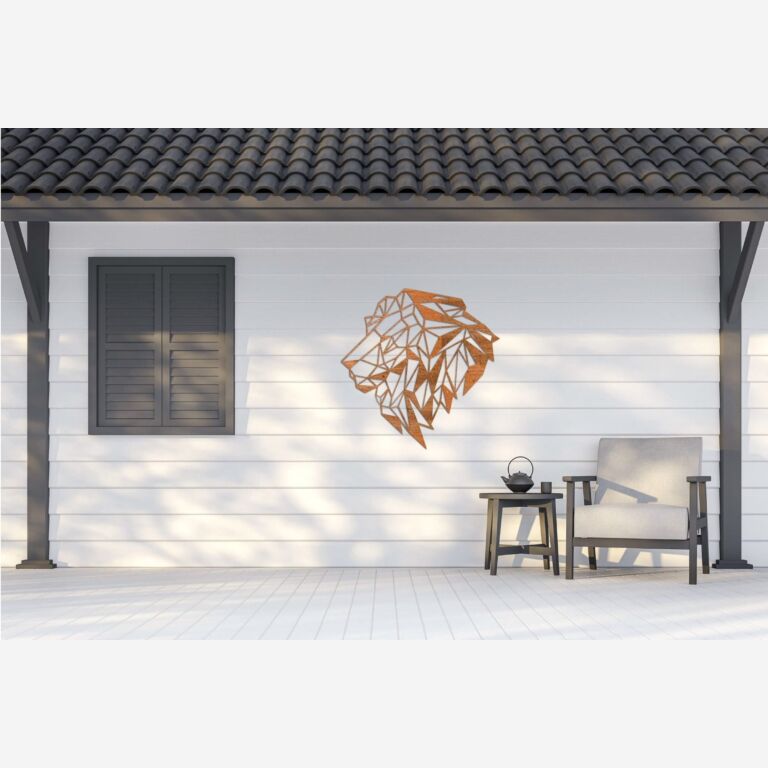 Leão Decoração de paredes em aço corten 2.0