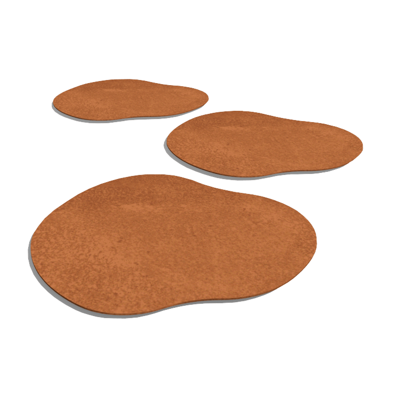 Ladrilho orgânico em aço corten 50 x 50 cm