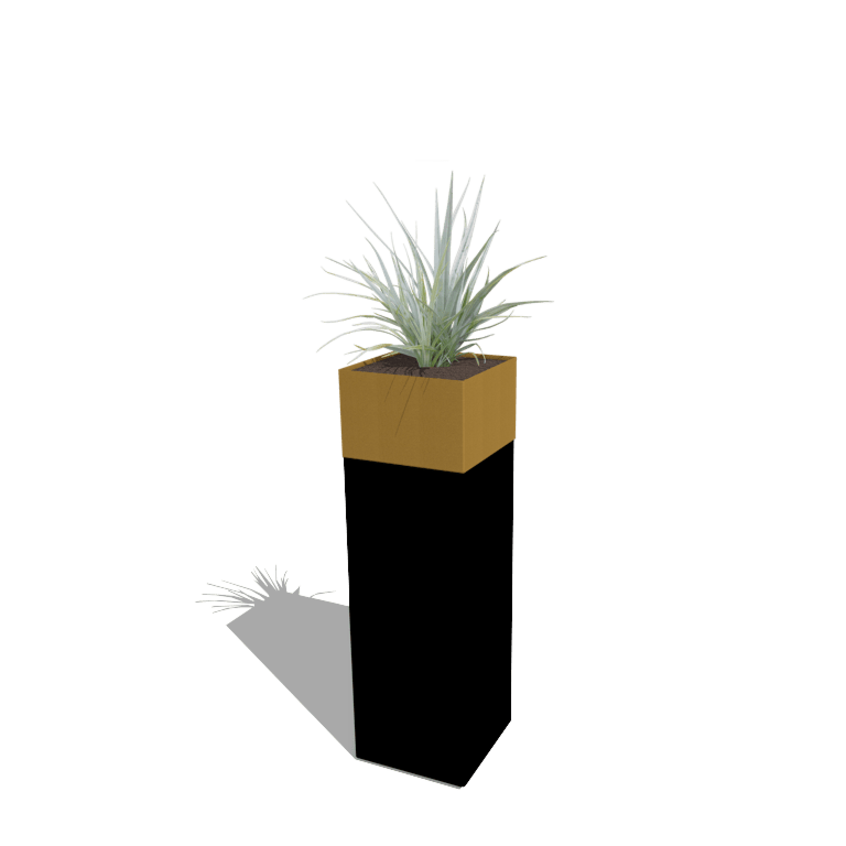Plantenbak conjunto North Carolina preto & ouro 30 x 30 x 100 cm