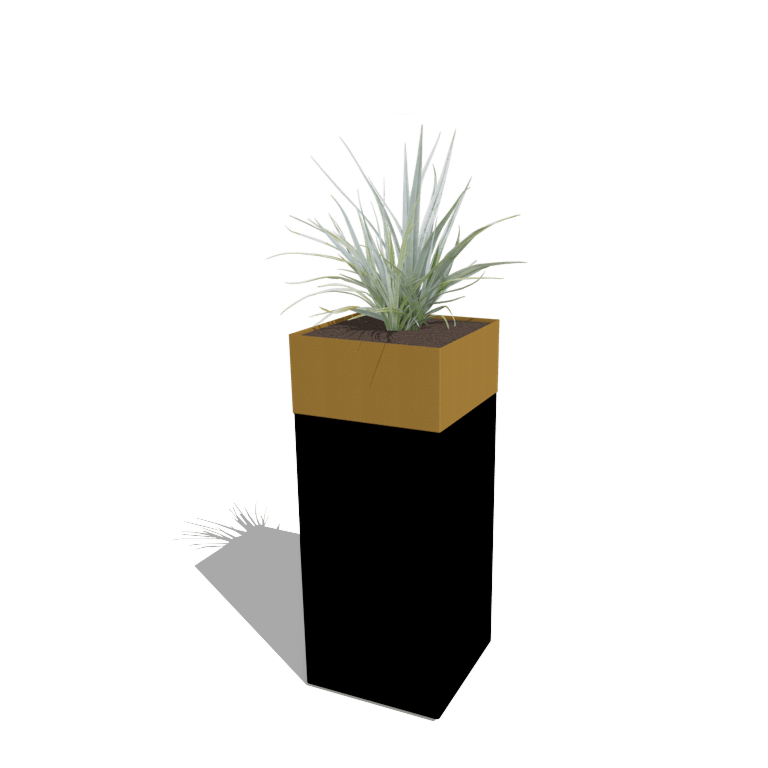 Plantenbak conjunto North Carolina preto & ouro 40 x 40 x 100 cm