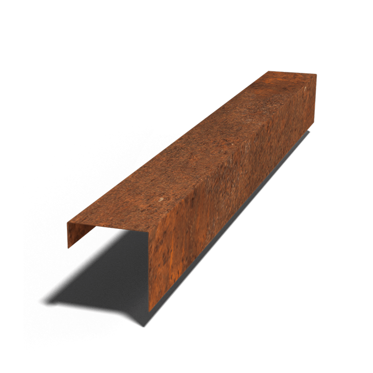 Perfil de sobreposto em aço corten 15 x 15 x 5 cm (comprimento 150 cm)