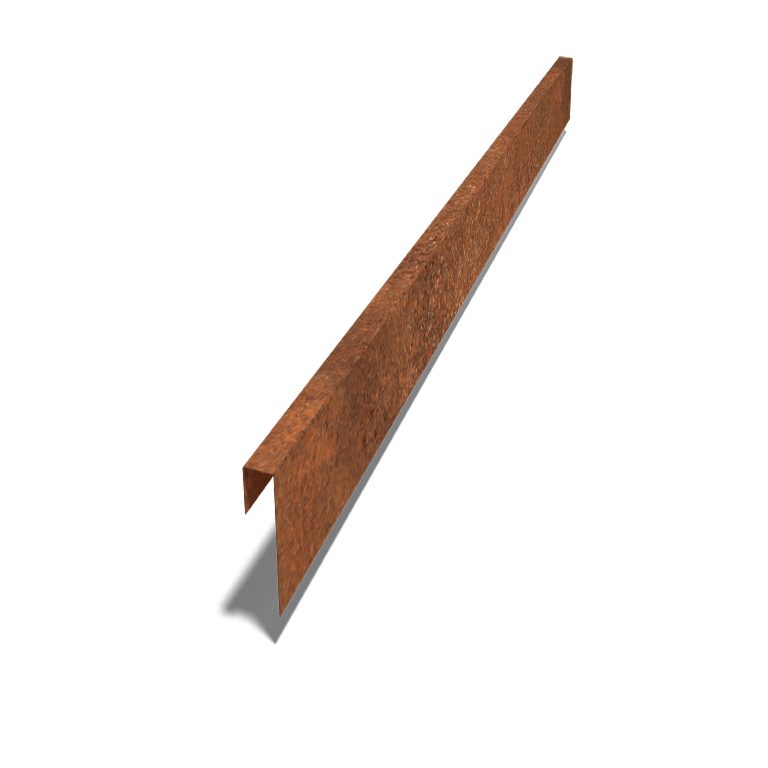 Perfil de sobreposto em aço corten 15 x 5 x 5 cm (comprimento 240 cm)