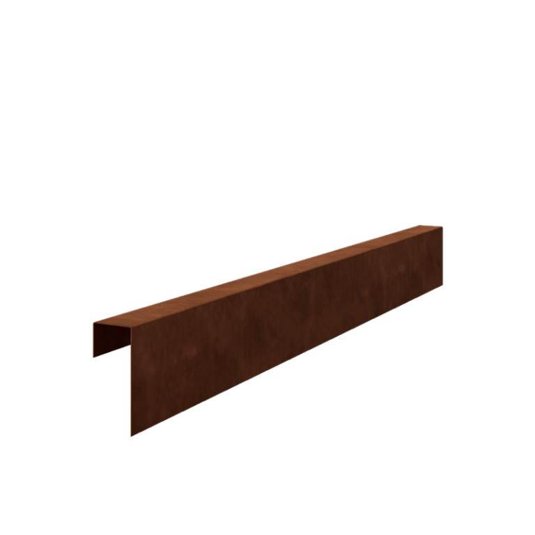 Perfil de sobreposto em aço corten 15 x 6 x 5 cm (comprimento 240 cm)