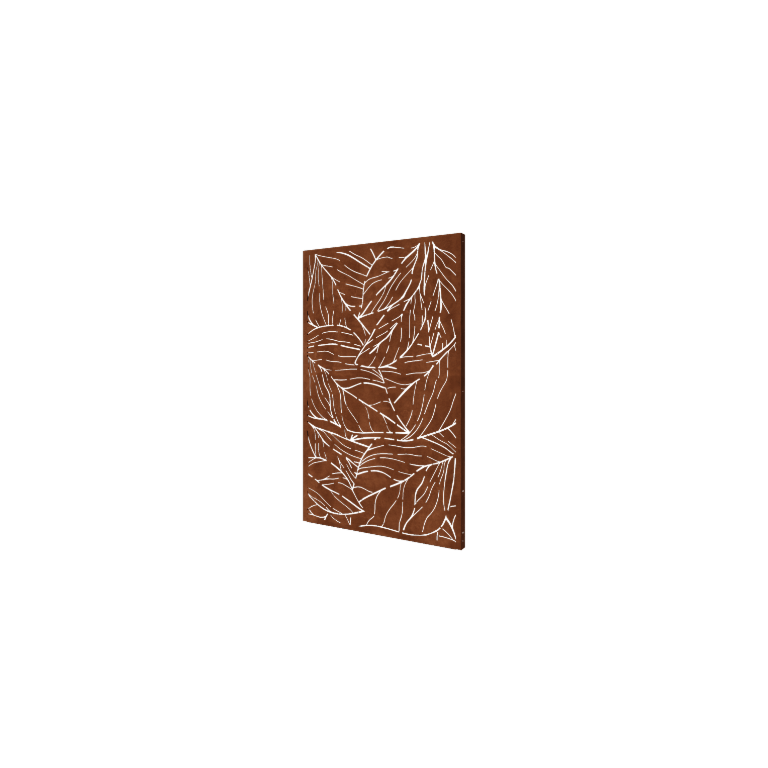 Painel decorativo em aço corten - Folhas 1 - 120 x 6 x 190 cm