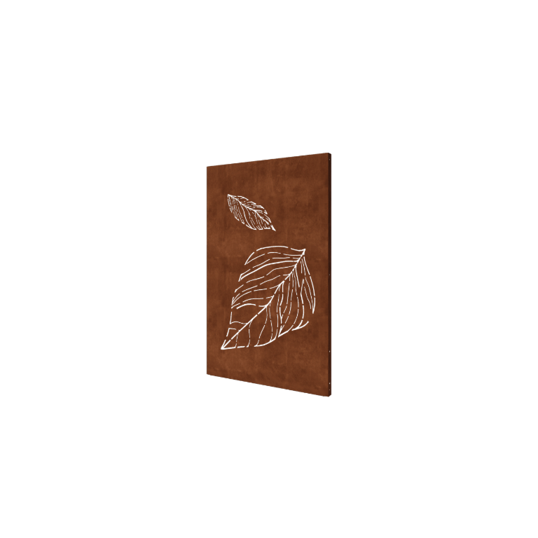 Painel decorativo em aço corten - Folhas 2 - 120 x 6 x 190 cm
