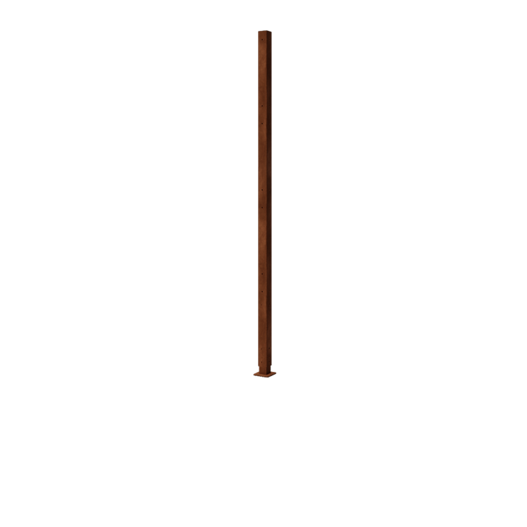 Estaca em aço corten - Canto com placa de base - 190 x 6 x 6 cm