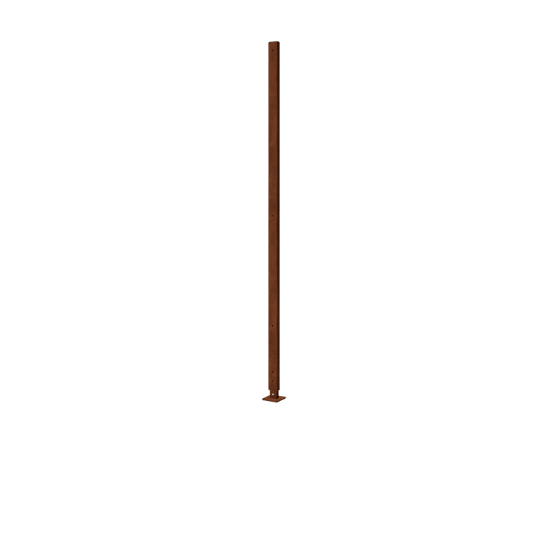 Suporte direito base plana aço corten com 190 x 6 x 3 cm