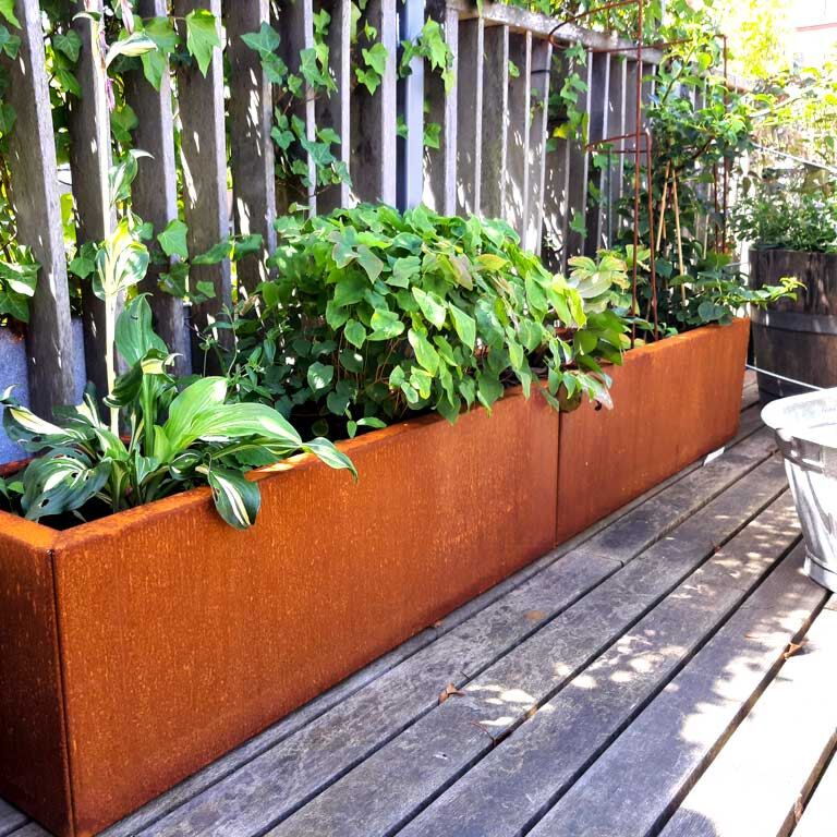 Floreira em aço corten Texas xxl 200 x 30 cm