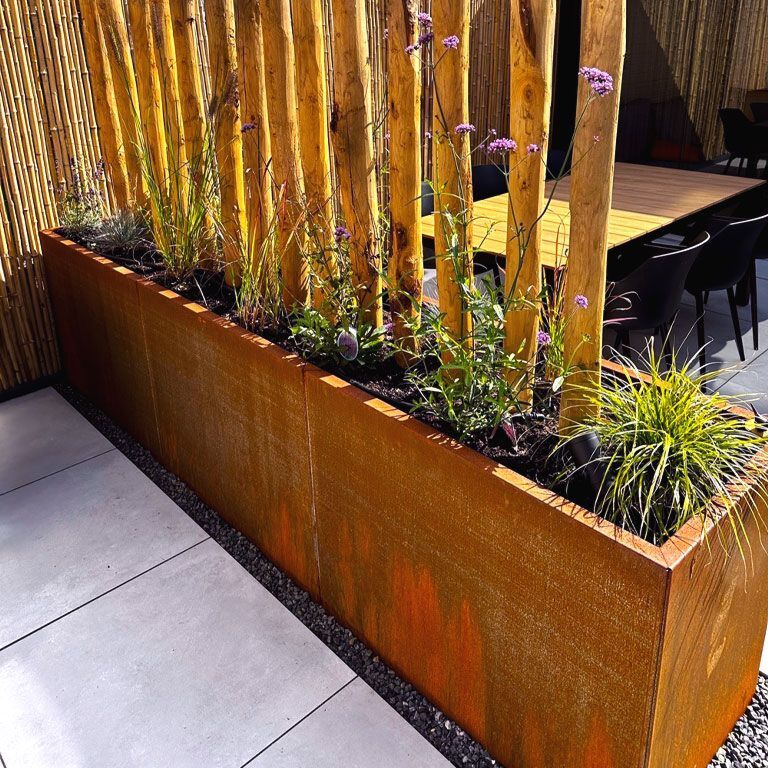 Floreira em aço corten Texas xxl 300 x 60 cm