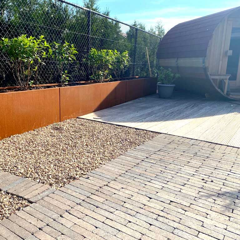 Floreira em aço corten Texas xxl 360 x 40 cm