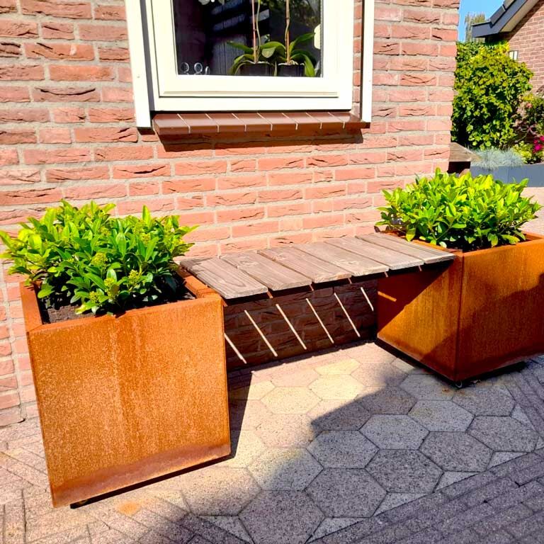Floreira em aço corten com banco Vegas Miami