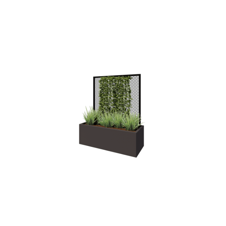 Treliça em aço - 110 x 3 x 117,5 cm - RAL9005 fosco (preto) - Para floreira 50 cm