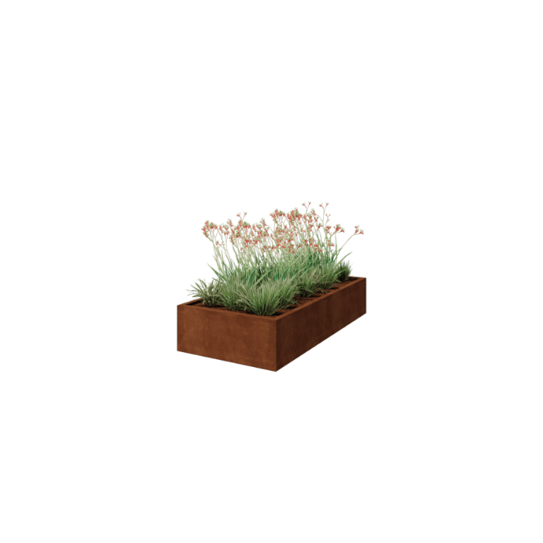Floreira soldada em aço corten Montana 200 x 100 x 40 cm