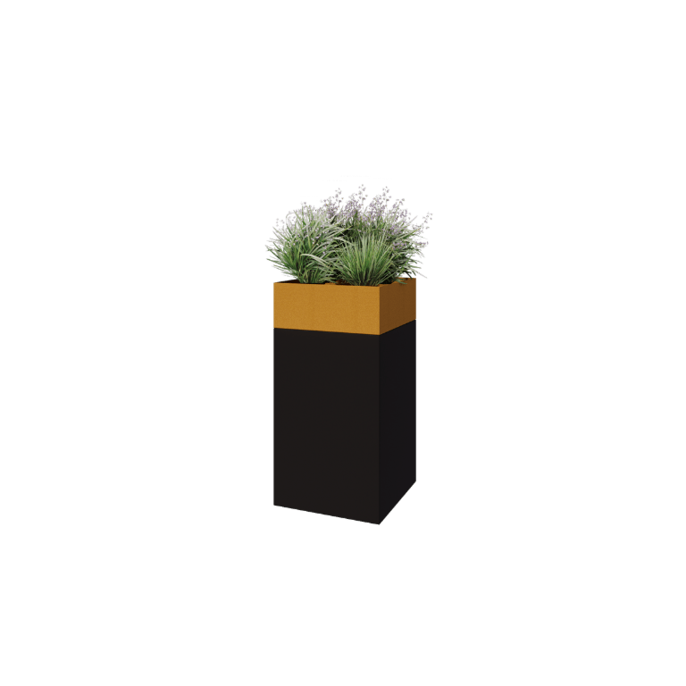 Plantenbak conjunto North Carolina preto & ouro 50 x 50 x 100 cm