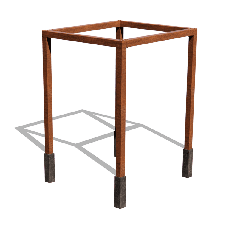 Pérgola quadrada em aço corten 224 x 200 cm