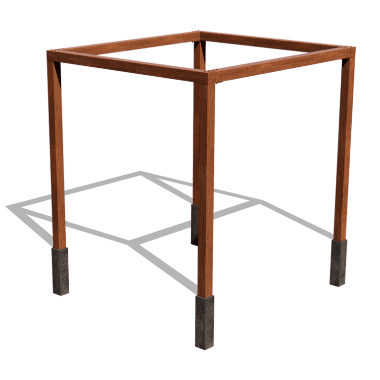 Pérgola quadrada em aço corten 274 x 250 cm