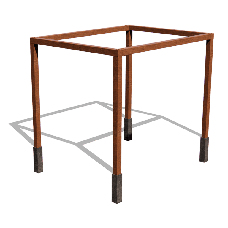 Pérgola quadrada em aço corten 324 x 250 cm
