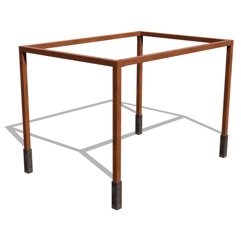 Pérgola quadrada em aço corten 424 x 300 cm
