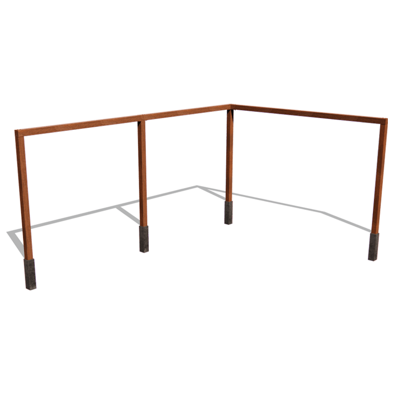 Pérgola de canto em aço corten 600 x 412 cm