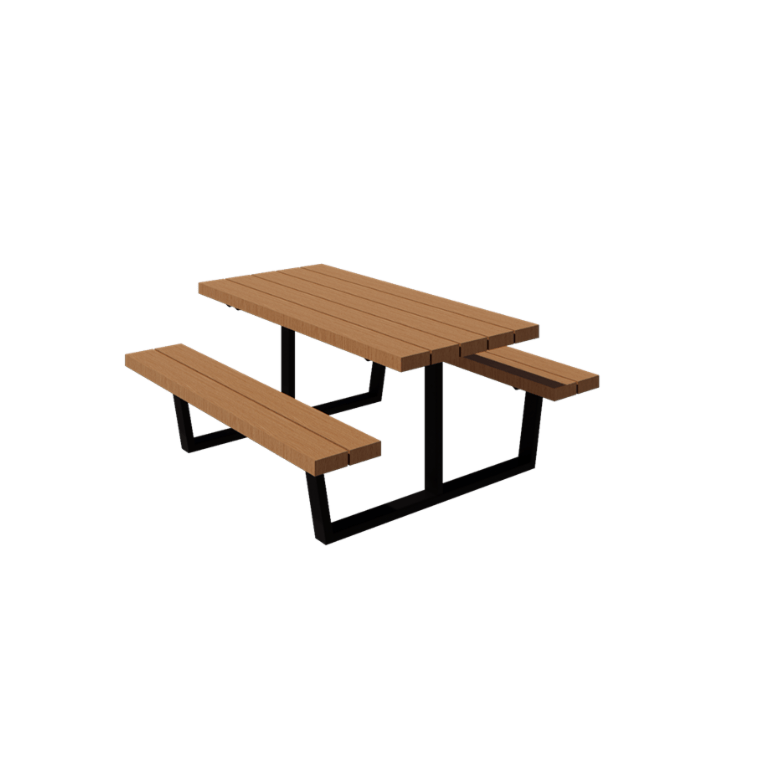 Mesa de piquenique em aço - Georgia S - 160 x 163 x 75 cm - Com madeira de Douglas