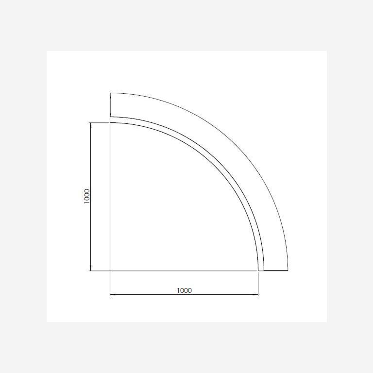 Muro de contenção curvo interior em aço com revestimento em pó 100 x 100 cm (altura 50 cm)