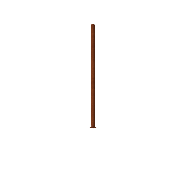 Vedação em aço corten H poste intermédio com placa de base 190 x 6 x 6 cm Vedação em aço corten H poste intermédio com placa de base 190 x 6 x 6 cm