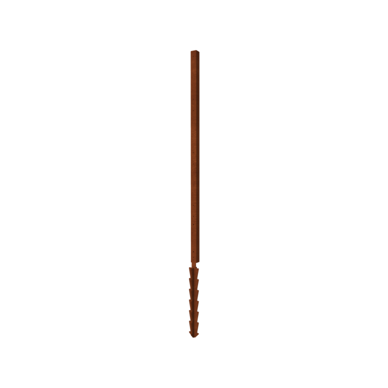 Vedação em aço corten H poste de canto com estaca de terra 190 x 6 x 6 cm
