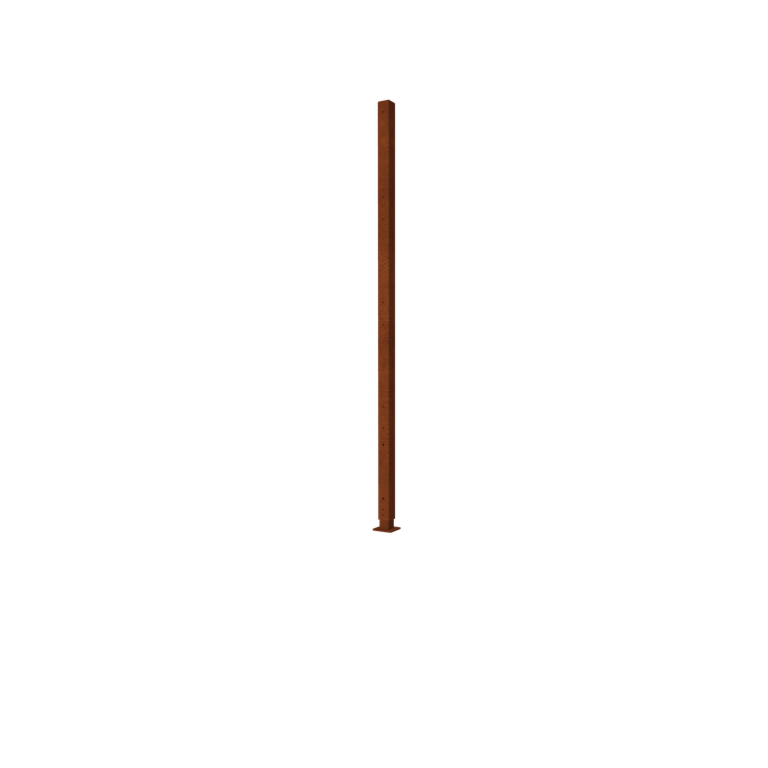 Vedação em aço corten H poste de canto com placa de base 190 x 6 x 6 cm Vedação em aço corten H poste de canto com placa de base 190 x 6 x 6 cm
