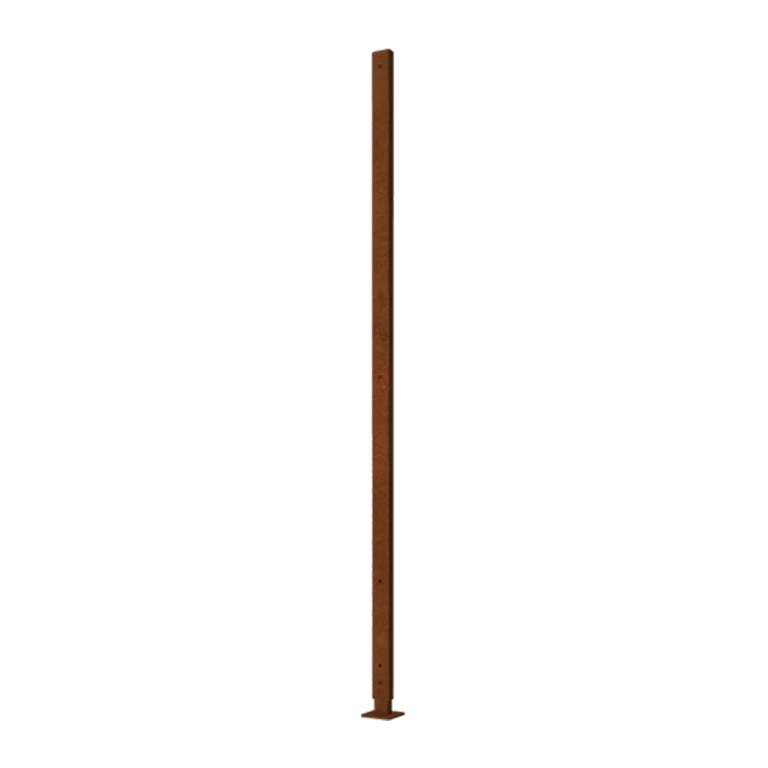 Suporte direito base plana aço corten com 190 x 6 x 3 cm