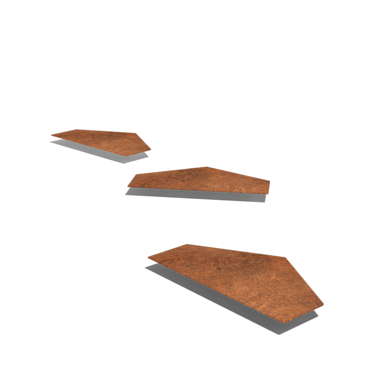 Ladrilho hexagonal em aço corten HV 50
