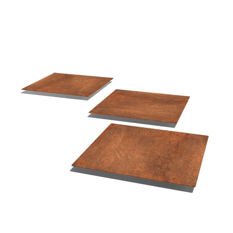 Ladrilho quadrado em aço corten 50 x 50 cm