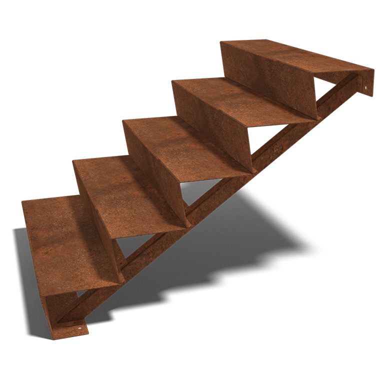 Escada em aço corten New York 5 degraus (largura 120 cm)