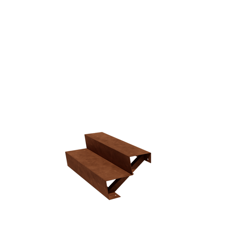 Escada de exterior em aço corten - 2-degrau - 48 x 100 x 34 cm