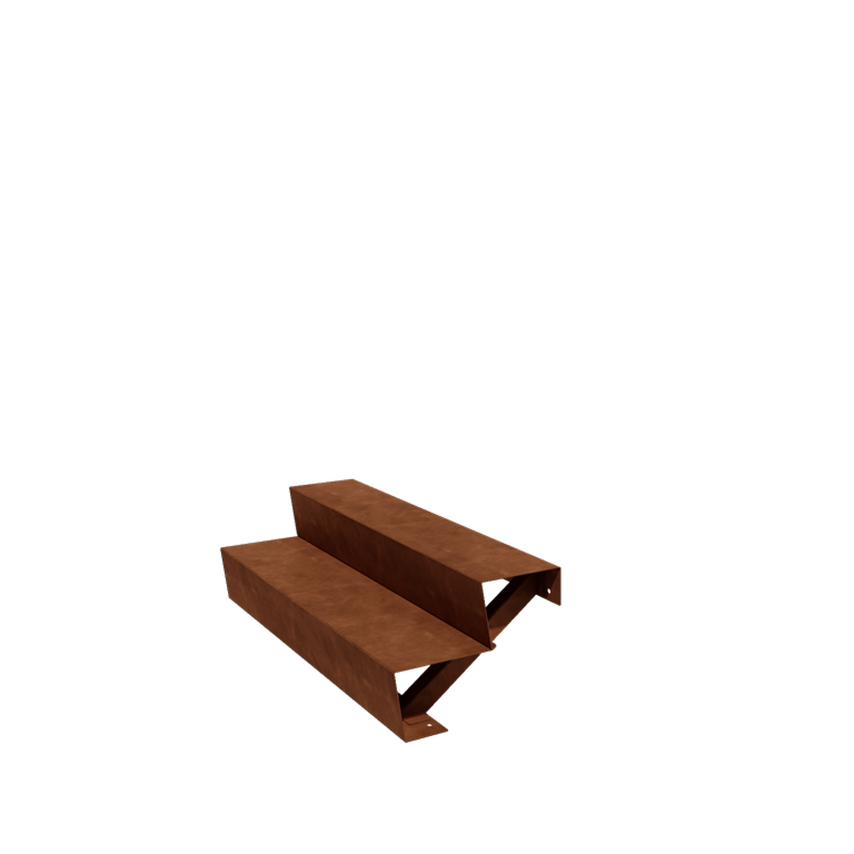 Escada em aço corten New York 2 degraus (largura 120 cm)