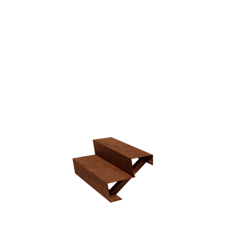 Escada de exterior em aço corten - 2-degrau - 48 x 80 x 34 cm