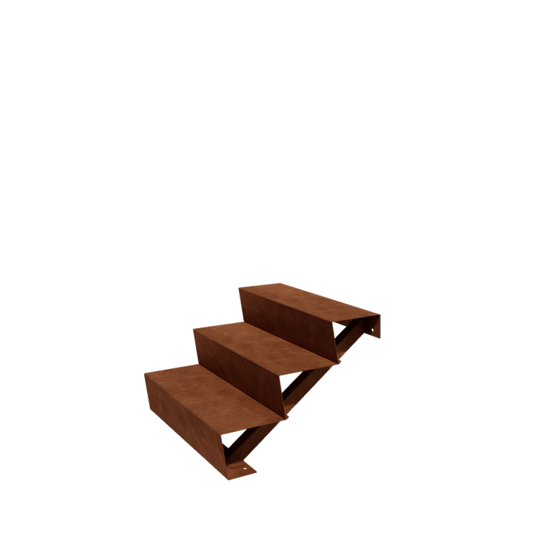 Escada em aço corten New York 3 degraus (largura 80 cm)