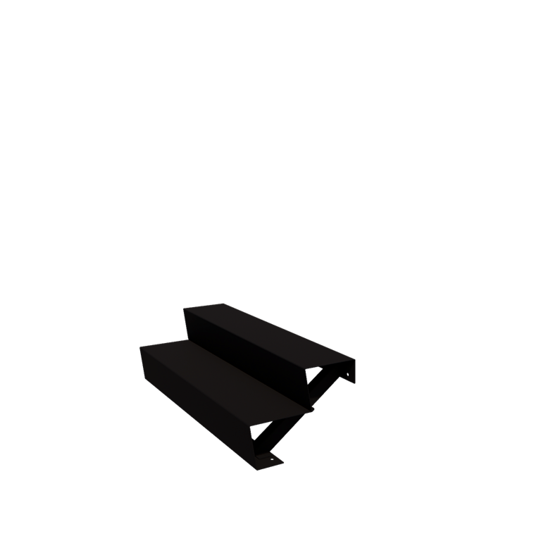 Escada de exterior em aço - 2-degrau - 48 x 120 x 34 cm - RAL9005 fosco (preto)