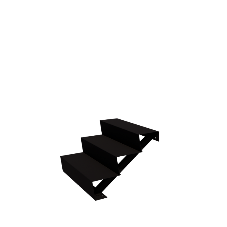 Escada de exterior em aço - 3-degrau - 48 x 80 x 51 cm - RAL9005 fosco (preto)