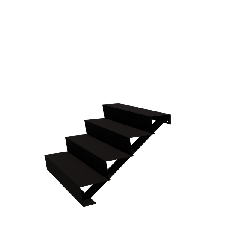 Escada de exterior em aço - 4-degrau - 48 x 100 x 68 cm - RAL9005 fosco (preto)